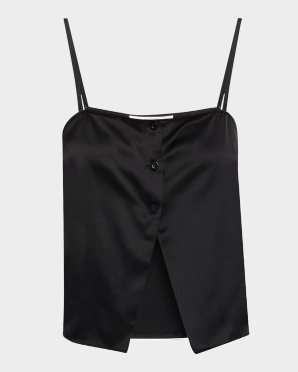 Toteme Double-Halter Plunging Silk Top | Neiman Marcus