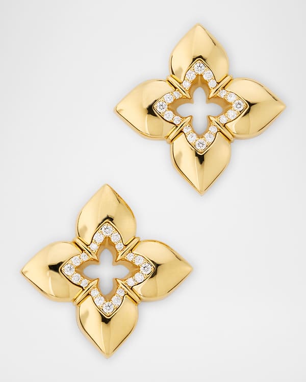 Valentino Garavani Brass V-Logo Earrings | Neiman Marcus