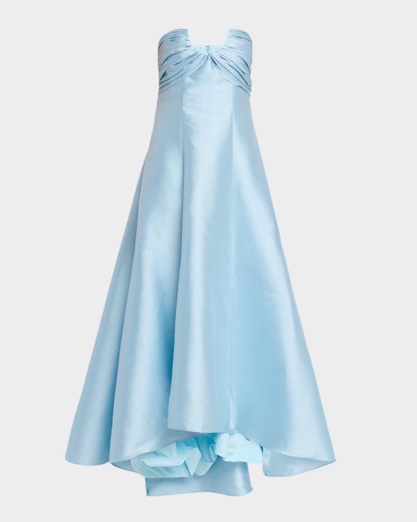 badgley mischka blue sequin dress Collection Off-Shoulder Column Gown Princess Zelda blue dress OrangeTagApparel Size:JR XS This gown features a