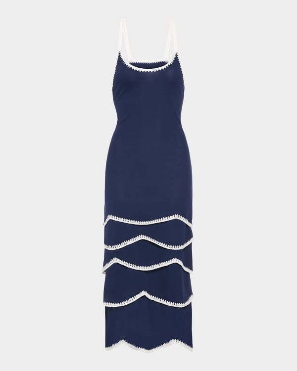 SIMKHAI Kittiya Sleeveless A-Line Midi Dress | Neiman Marcus