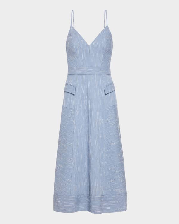 Merlette Wallis Sleeveless Smocked Striped Midi Dress