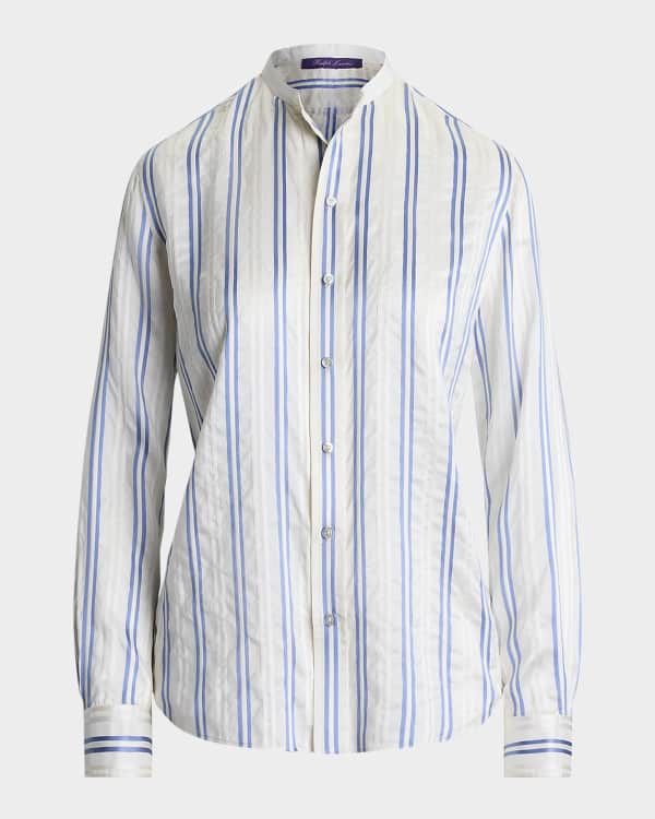 Eskandar Double Pointed-Sides Short-Sleeve Shirt with Collar