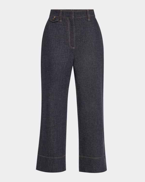 Brunello Cucinelli Pleated Canvas Wool Straight Cigarette