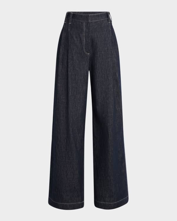 Givenchy High-Rise Pleated Baggy Wide-Leg Denim Pants