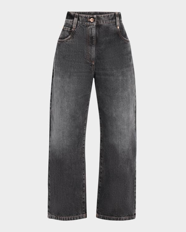 Brunello Cucinelli Pleated Canvas Wool Straight Cigarette