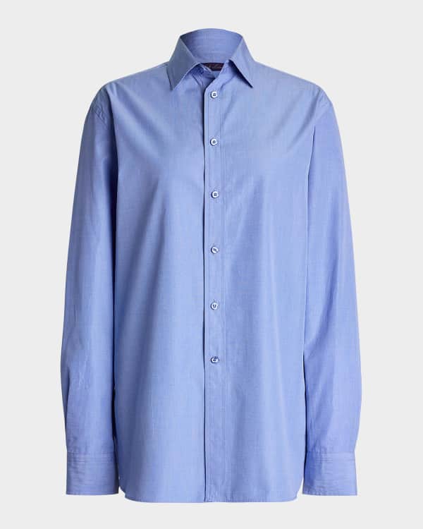 Ralph Lauren Collection High-Low Cotton Boyfriend Blouse