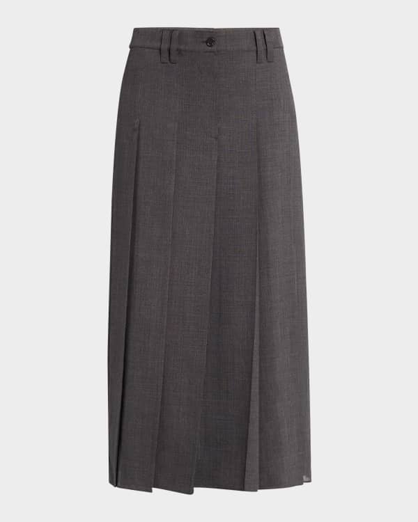 Brunello Cucinelli Long Bubble Hem Cotton Poplin Skirt | Neiman Marcus