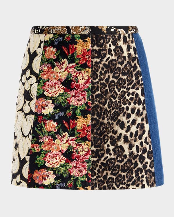 Ganni Leopard-Print Denim Maxi Skirt | Neiman Marcus