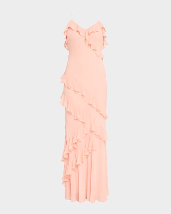 Farm Rio Pitanga One-Shoulder Embroidered Cutout Maxi Dress