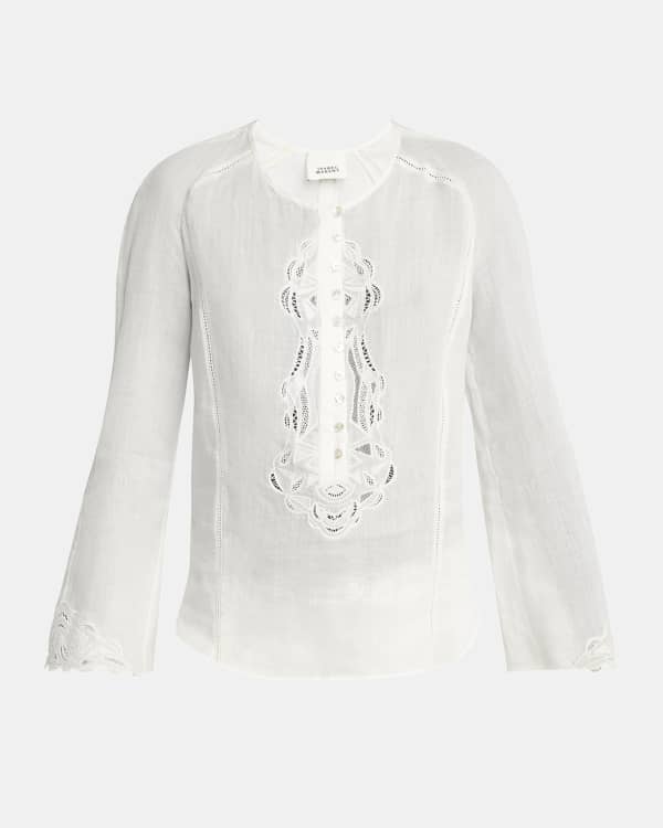 Isabel Marant Giamili Boucle Puff-Sleeve Peplum Top | Neiman