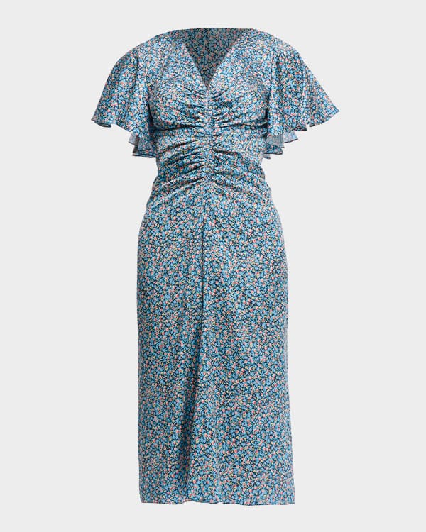 Kay Unger New York Lizabeth Pleated Floral Jacquard Midi