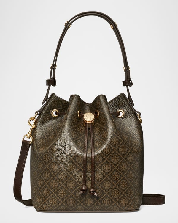 T Monogram Leather Bucket Bag