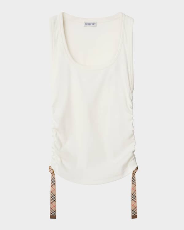 Burberry Tiana Ruched Metallic Rib Tank Top | Neiman Marcus