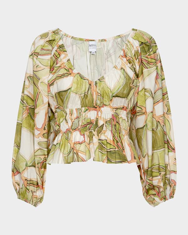 FRAME Ruffled Silk Button-Front Top | Neiman Marcus