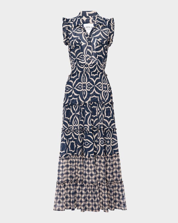 MISA Los Angeles Aubrey Tiered Ruffle Floral Chiffon Maxi