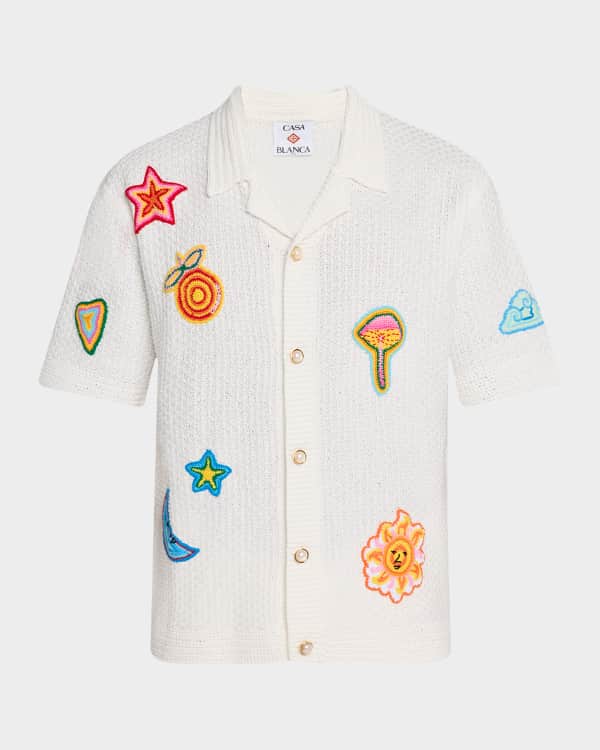 Casablanca Men's Camicia in Crochet Con Multicolor