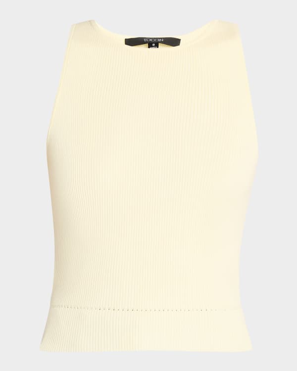 Tシャツ・カットソー TOTEME Compact knit tank biviscose blend top Compact knit tank black – TOTEME