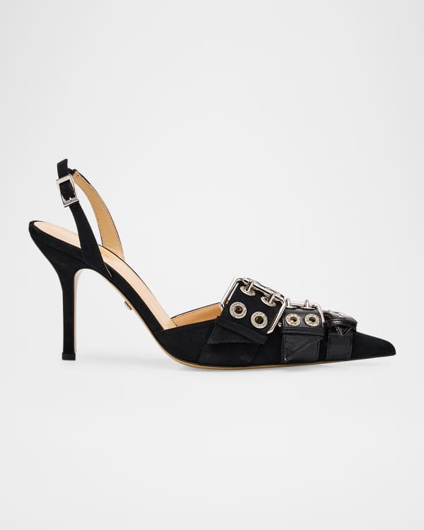 MACH & MACH Galaxy Mesh Crystal Slingback Pumps | Neiman Marcus