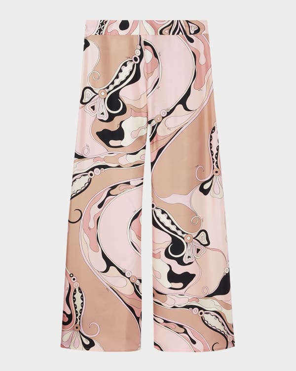 Pucci Abstract-Print Bootcut-Leg Slit-Hem Trousers | Neiman
