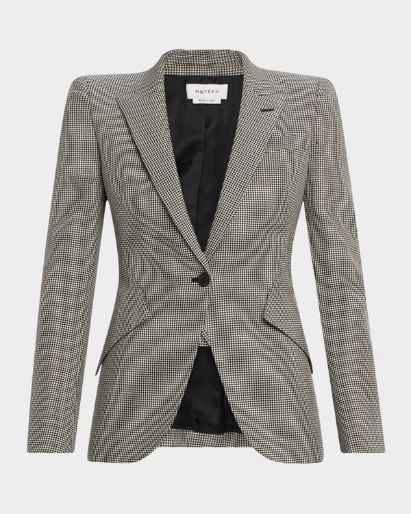 McQueen Peak Shoulder Blazer Jacket w/ Eyelet Detail