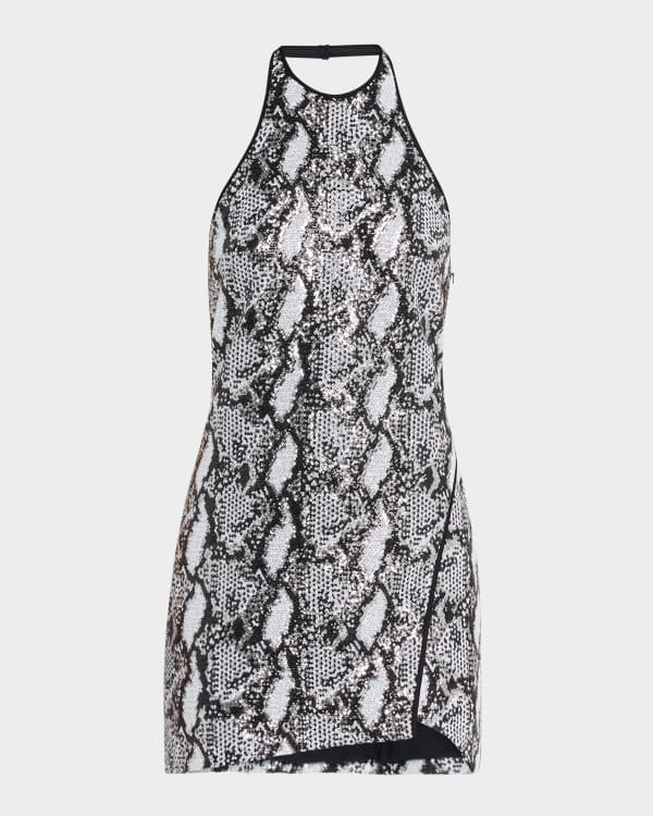 Riva Halter Gradient Sequins Mini Dress