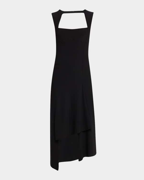 オールインワン・サロペット Iro Form-Fitting Black Dress With Cross-Over Neckline $395 IRO Womens Black Metallic Asymmetrical Crossover V-Neck