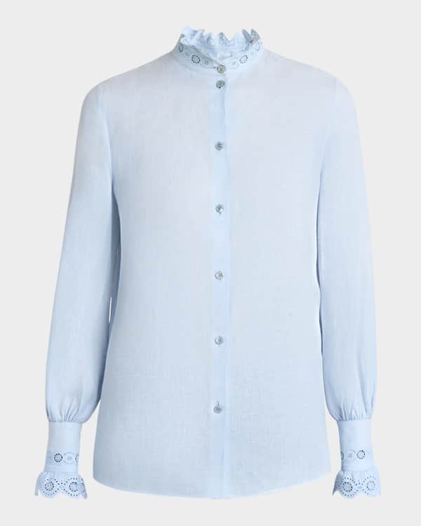Valentino Garavani Poplin Button-Front Shirt with Crystal