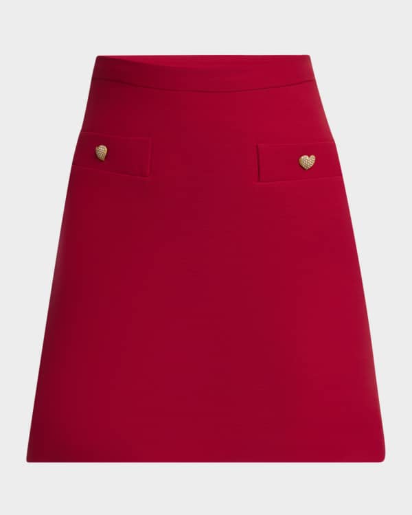 Valentino Garavani V-Logo Pleated Denim Midi Skirt | Neiman