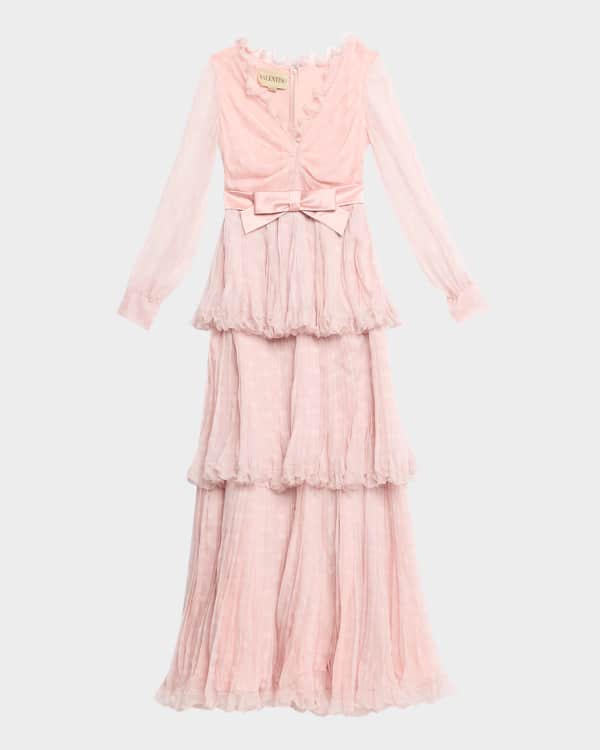 Valentino Garavani Crystal Creponne Bow Tiered Chiffon Babydoll Gown |  Neiman Marcus