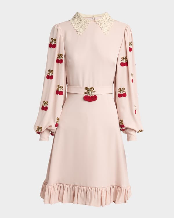 ワンピース Valentino Garavani Double Compact Drill Minidress With Rose Valentino DOUBLE COMPACT DRILL MINIDRESS WITH ROSE DETAIL