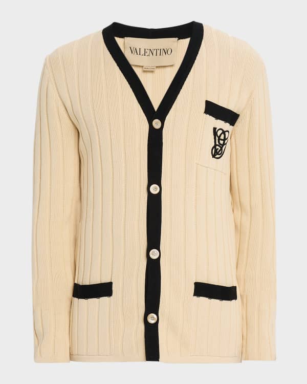 Versace Men's Acanthus Leaves Mohair-Blend Cardigan | Neiman
