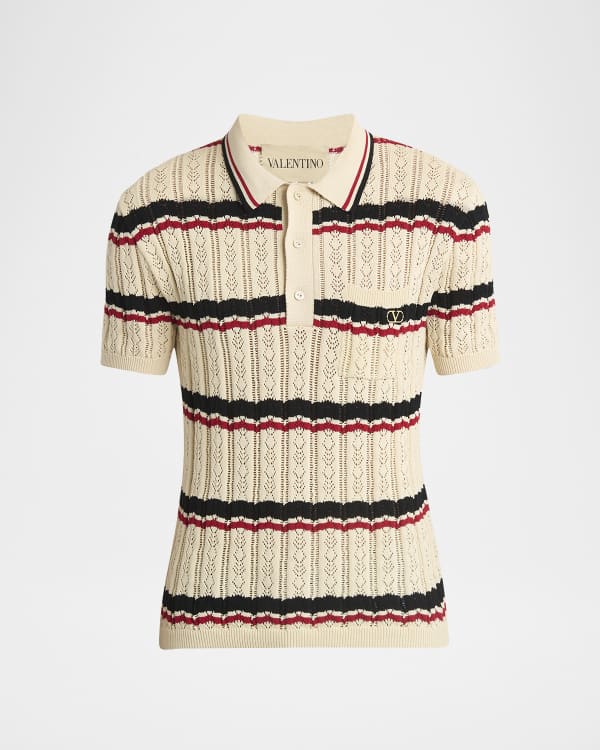 Valentino Garavani Men's VLogo Chain Bicolor Polo Shirt