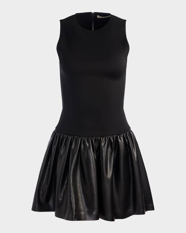 Alice + Olivia Trevor Mixed Media Mini Dress | Neiman Marcus