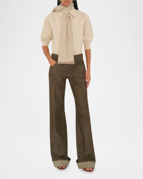 Burberry Tri-Bar Check Wool Scarf | Neiman Marcus