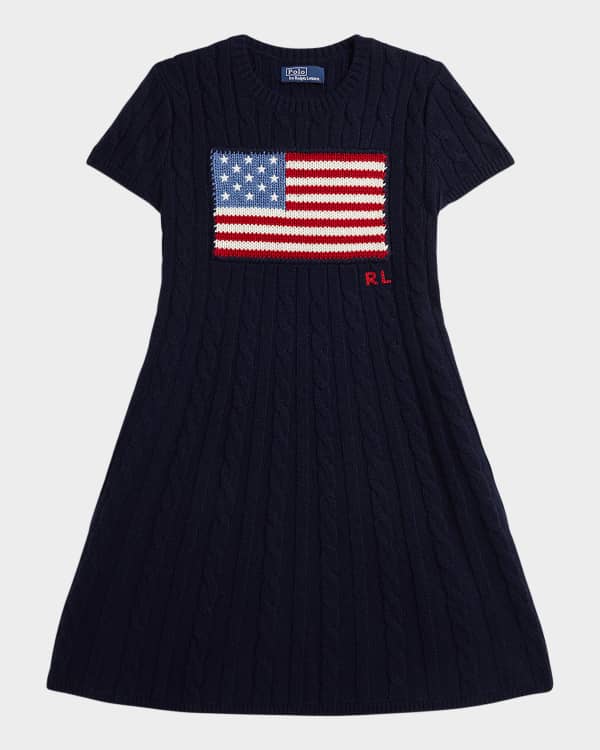 Bailey Boys Girls Red Knit Empire Dress - Patriotic Flag