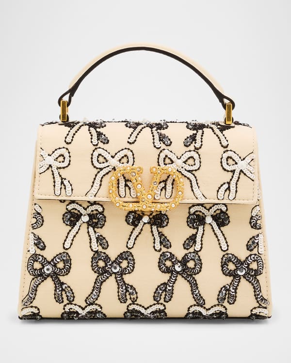 Valentino Garavani VSLING Mini Floral Rhinestone Top-Handle Bag