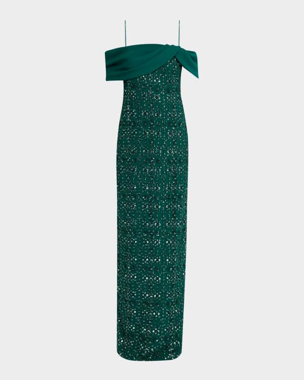 Jenny Packham Azalea Crystal Off-The-Shoulder Gown | Neiman