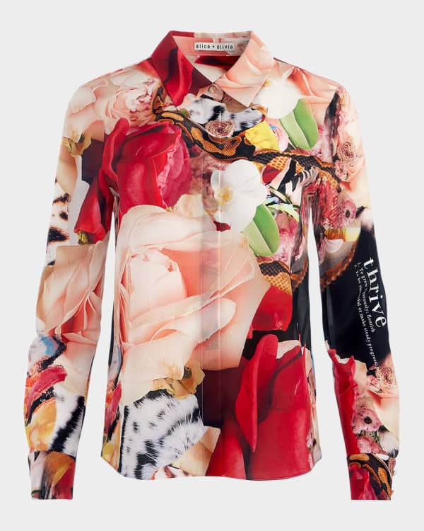 Alice + Olivia x The Beatles Finely Oversized Button-Front
