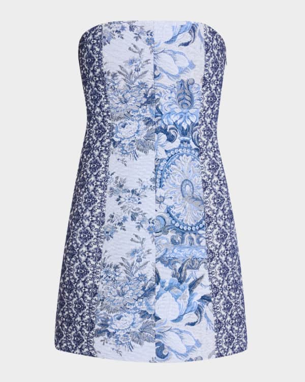 Alice + Olivia Trevor Mixed Media Mini Dress | Neiman Marcus