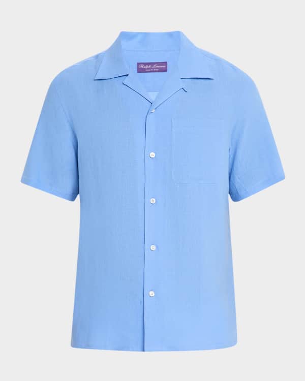 Ralph Lauren Purple Label Men's Twill Camp Shirt | Neiman Marcus Ralph Lauren Purple Label Men's Twill Camp Shirt | Neiman Marcus