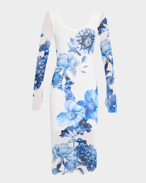 Alice + Olivia Nakisha Spaghetti-Strap Denim Midi Dress