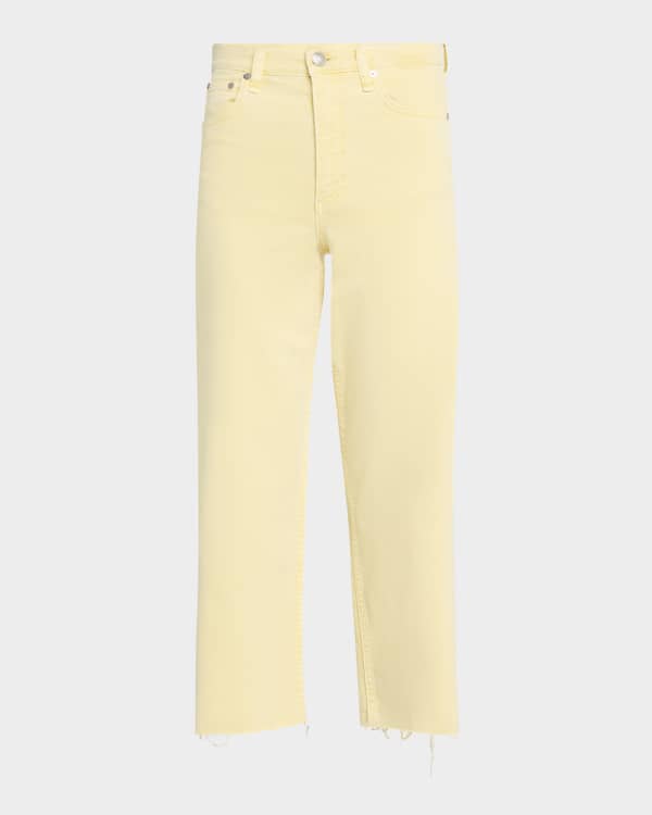 デニム・ジーパン MOTHER Woman Jeans Yellow Cream 1445413C INE MOTHER The Maven Wide Hem Ankle Jeans | Neiman Marcus