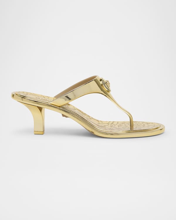 Versace Medusa Denim Kitten Slingback Pumps | Neiman Marcus