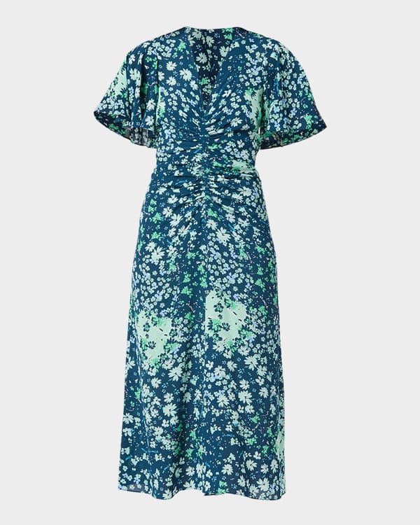 Tory Burch Floral Bouquet Printed Scoop-Neck Dress | Neiman