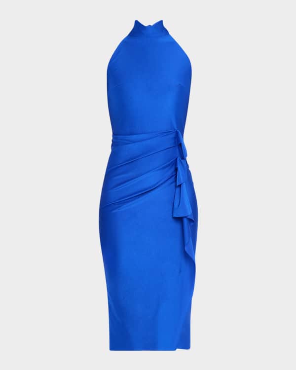 Chiara Boni La Petite Robe Asymmetric Rhinestone-Strap Bodycon Midi Dress |  Neiman Marcus