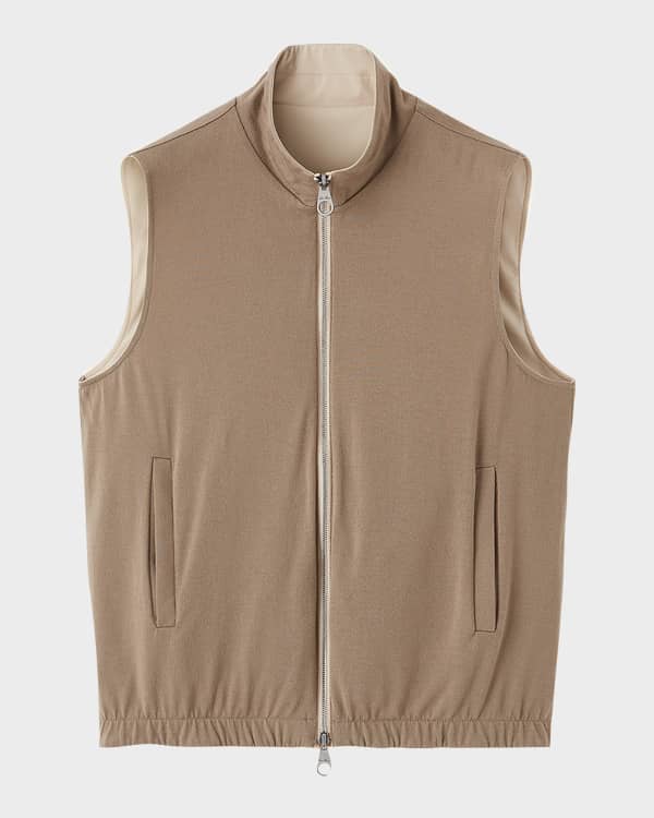 Neiman Marcus Men's Wool and Cashmere Quilted Full-Zip Vest