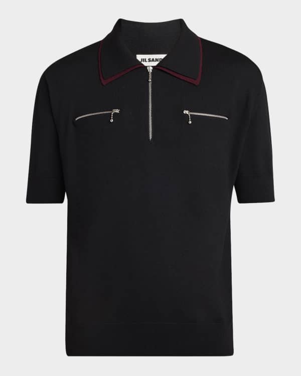 Valentino Garavani Men's VLogo Chain Bicolor Polo Shirt
