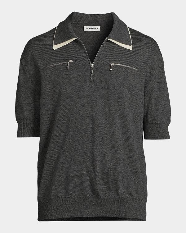 FRAME Men's Cotton Half-Zip Polo Shirt | Neiman Marcus