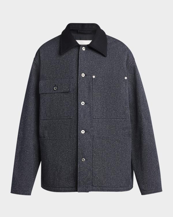 Jil Sander Men's Boxy Cotton-Silk Poplin Jacket | Neiman Marcus