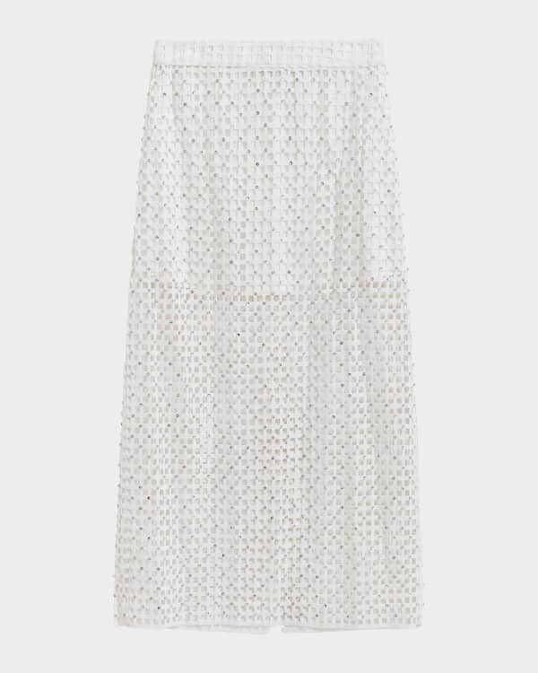 [Ralph Lauren]★Battenberg-Lace Linen Midi Skirt★White POLO RALPH LAUREN Battenberg-Lace Linen Midi Skirt in White